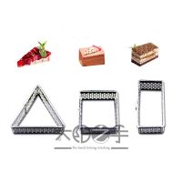 6pcs/set Mini Perforated Ring Triangle Square Rectangle Tart Ring Stainless Steel  Holes Mousse Circle Baking Cake Ring Tart Mold