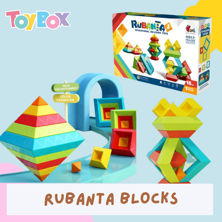 ToyBoxPH Creative Mind Pyramid blocks Wood Pyramid Cube Stacking Blocks