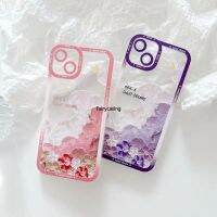 เคสป้องกันเลนส์กล้องถ่ายรูปลายดอกไม้สีน้ำมันสำหรับ iPhone 14 13 12 11 Pro Max 7 8 Plus X XS XR SE ซิลิโคนใสเคสนิ่มกันกระแทก