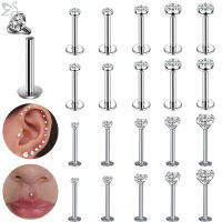 ZS 1เซ็ตคริสตัลมอนโรลิปสตั๊ดสแตนเลสลิป Labret เจาะประดับเพชร Helix Tragus เจาะกระดูกอ่อนเจาะ