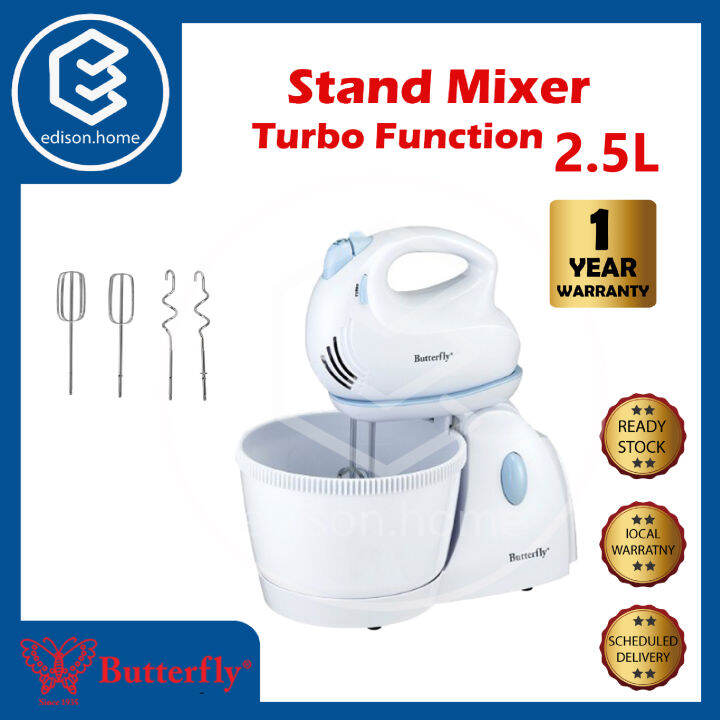 [NEW 2021] Butterfly 2 in 1 Electric Stand Mixer Turbo 5 Speed BM4321A with Rotating Bowl