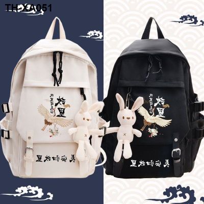 Guochao retro student schoolbag male and female junior high school students large-capacity tide cool ins backpack college y