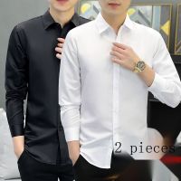 Autumn Pure Color Long Sleeve Shirt Thin Handsome Male Tide Cultivate Ones Morality Men Put On White Black Clothes In Mens Clothing