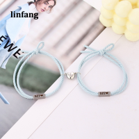 Linfang จี้น่ารัก Love Magnetic Buckle Love Couple Bracelet Jewelry Set