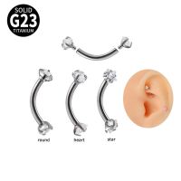 1 Piece G23 Titanium with Zircon Internally Thread 16Gauge Eyebrow Ring Ear Helix Rook Piercing Curved Barbell