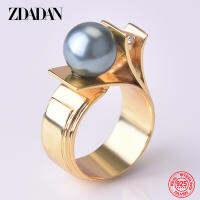 ZDADAN 925แหวนมุกเงินสำหรับผู้หญิง18พันทองเสน่ห์แหวนนิ้วพรรคเครื่องประดับ