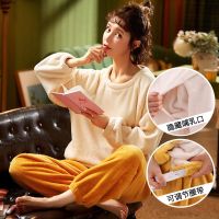 Flannel Maternity Pajamas Set Winter Thicken Velt Mother Nursing Pyjamas Christmas Pregnant Coral Fleece Women Pregnancy Clothes