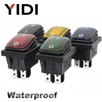 16A 250VAC KCD4-201 Waterproof Rocker Switch 12V 220V Red Green Blue Yellow Light Illuminated DPST Switch 4pins on off Electrical Circuitry  Parts