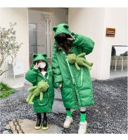 Family Matching Warm Down Loose Jackets Winter Long Coat Mommy And Me Cartoon Frog Costume Winter Baby Boy Girl Outwear