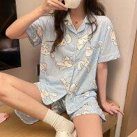 ♈✥ 睡衣女夏天新款凉快ins风大耳狗短袖短裤卡通居家服套装两件套