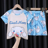 ฤดูร้อน Sanrio เด็กชุดนอน2023 H Ello K Itty Cinnamoroll ชายหญิง Loungewear ชุดแขนสั้นเย็นและสะดวกสบาย Melody ของฉัน