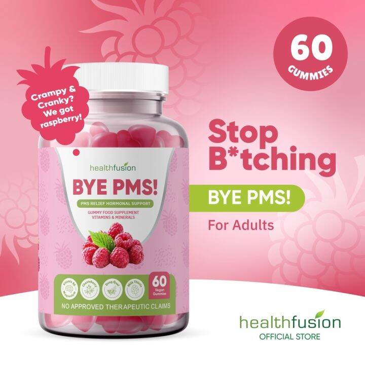 Bye PMS! PMS Relief Hormonal Support Gummy Food Supplement 60 Vegan Vit