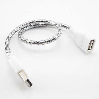 ▨♙ DC5v USB Male to Female Flexible Extension power Cable LED Light Fan Power Supply Adapter connector Metal Hose Cord