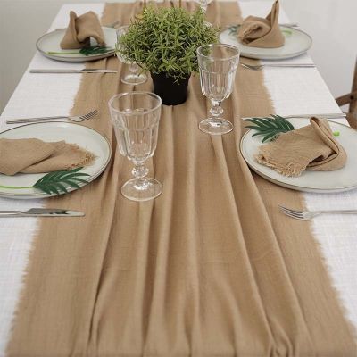 hot【cw】 Rustic Cotton Gauze Table Dining Burlap Burr Texture Wedding Decorations