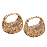 2 Pcs Hand-Held Flower Arrangement Basket Hand-Woven Creative Flower Pot Storage Basket Flower Girl Basket Home Decor