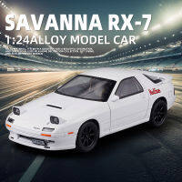 124 RX7 RX-7 Supercar เสียงและแสงคอลเลกชันตกแต่งจำลอง D Iecast ล้อแม็กรุ่นรถโลหะหล่อเด็กของเล่นคริสต์มาส