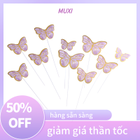 ?【HOT SALE】MUXI 10ชิ้นที่ปั๊มทองสีชมพูของตกแต่งเค้กผีเสื้อสำหรับงานเลี้ยงวันเกิดของตกแต่งเค้กขนมหวานงานแต่งงานของหญิงสาวของขวัญสำหรับงานเลี้ยง