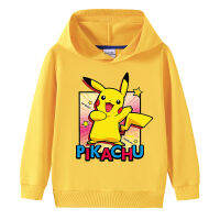 Pikachu Pullover Top เสื้อผ้าเด็กแขนยาวชุดลำลองผ้าฝ้ายฤดูใบไม้ร่วงอะนิเมะ Hoodie ชายหญิง Girl