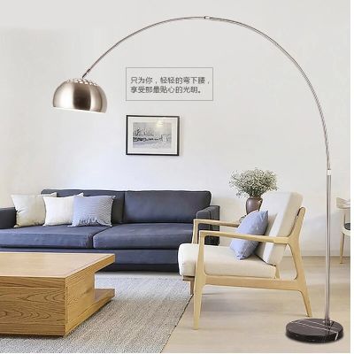 Hardware silver floor lamp fishing design rotatable floor light living room creative led floor lamp dimming small size 5-7W Food Storage  Dispensers