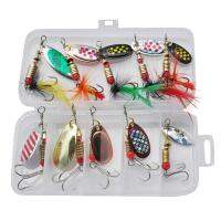 10Pcs หมุน Spinner เหยื่อล่อปลาพร้อมตะขอแหลม Wobblers Crankbaits สำหรับปลาเทราท์ Perch