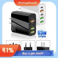 HONEYDEWD 65วัตต์ค่ะ อะแดปเตอร์เครื่องชาร์จ Type C 5USB QC3.0 PD ก้อนบล็อกชาร์จ + 3USB 5V3.1A ก้อนชาร์จ USB สำหรับ MacBook iPhone Samsung สากลสากลสากล