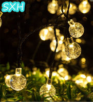 SXH 9.5เมตร8โหมด50Led พลังงานแสงอาทิตย์บอลฟองบอลแสงสตริงกลางแจ้งกันน้ำอบอุ่นสีขาวตกแต่งสวนคริสต์มาสฮาโลวีนไฟนางฟ้าไฟ