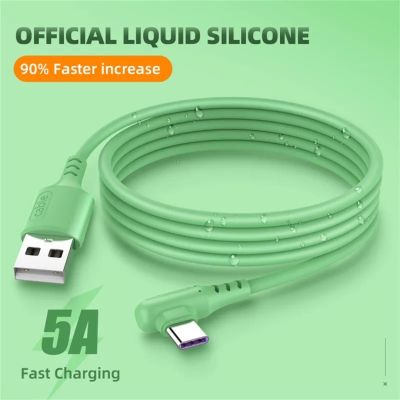 สายสายชาร์จแบตเตอรี่ USB ชาร์จเร็ว5A ชนิด C ข้อมูล Micro USB 90องศาสายซิลิโคนเหลวสำหรับโทรศัพท์ Android/ios/ USB ทนทานวันที่