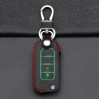 ™ 2023 High Quality Luminous Leather Car Key Case Cover Holder Fit for Jeep Renegade 2016 2 Buttons Folding Remote Key