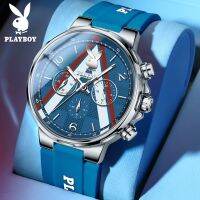 Playboy 3046-100 พร้อมส่ง นาฬิกาข้อมือควอตซ์แฟชั่น สายซิลิโคน เรืองแสง กันน้ํา อเนกประสงค์ สําหรับผู้ชาย