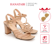 Hanatabi women s sandals 7cm high heels square toe cross straps sandals