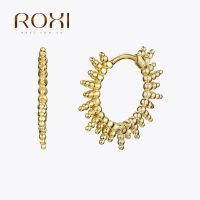 ROXI เครื่องประดับลูกปัดทรงเรขาคณิตขนาดเล็กแบบกอธิค,ต่างหูแบบห่วงสำหรับ925เงินสเตอร์ลิงกระดูกอ่อนสำหรับผู้หญิงและผู้ชาย