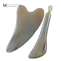 【YY】2pcsset Gua Sha Massage Tool Natural White Yak Horn Scraping Board Rib Bar Leg Facial Facial Beauty Body Scraping Face Bar Care