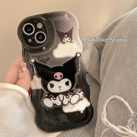 Kawaii Sanrio Kuromi Casing Ponsel untuk iPhone 14 13 12 11 Pro Max Mini Xs Xr X 8 7 6S 6 Plus Penutup Kartun Tali Kiri Cair Apple