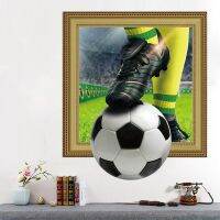 3D View Football Player ภาพจิตรกรรมฝาผนังที่ถอดออกได้ Home Decor Decal Self Adhesive Sport Theme สำหรับ Boys Room PVC Wall Paper