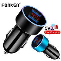 FONKEN 3.1A 5V ที่ชาร์จแบตในรถ Dual USB 2พอร์ตจอแสดงผล LED,ที่ชาร์จโทรศัพท์ใช้ได้กับรถทุกรุ่นที่ชาร์จแบบเร็ว