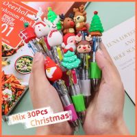 30Pcs/Lot Kawaii Christmas Mini 4 Color Ballpoint Pen Cute Cartoon Santa Christmas Tree Pens For Writing Kids School Supplies