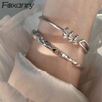 【When the flowers bloom】 Foxanry925 StampElegantGlossy Winding Lines กำไลข้อมือ NewParty เครื่องประดับของขวัญสาว