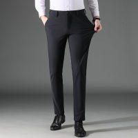 Fast Shipping The New Four -Sided Bombing Ice Silk Casual Suit Pants MenS Bubbles Breathable Business Straight Elastic