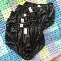 กางเกงในผู้หญิง กางเกงไนล่อน แต่งลูกไม้ แพ็ค ุ6 ตัว สีดำ ไซส์ L Black Woman Underwear Nylon Full Briefs สะโพก 32"-40" รอบเอว 30"-38"  มีความยืดหยุ่น