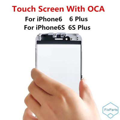 หน้าจอด้านนอกสำหรับ iPhone 6 Plus/IPhone6/6S Plus สัมผัสแผงแอลซีดีหน้าแสดงออกกระจกฝาครอบเลนส์อะไหล่ซ่อมเลนส์ + OCA