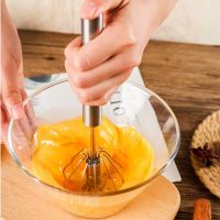 Household stainless steel semi-automatic egg beater press rotary manual egg whisk egg cream hand-held whipping tool