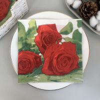 20 ชิ้น/แพ็ค Red Rose Elegant Vintage ตาราง Decoupage กระดาษเช็ดปากดอกไม้ผ้าเช็ดปากกระดาษทิชชูสำหรับงานแต่งงานตกแต่งใหม่ 9-Cgefeng