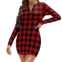 Classic Red Plaid Dress Modern Personalized Buffalo Aesthetic Dresses Aesthetic Bodycon Dress Woman Graphic Oversized Vestidos