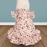 Dog Dress Soft Fabric Puppy Dress Stretchy Cozy Heart Printing Pet Dog Princess Dress Outfit for Daily Wear Dresses