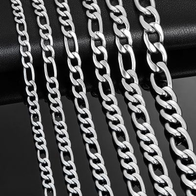【CW】Figaro Chain Stainless Steel Link Classic Curb Necklace for Men Women Jewelry 8 Thickness 14 to 40 Inches