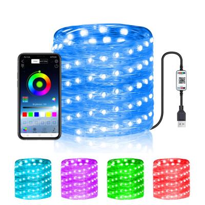 Outdoor or Indoor Christmas Decoration LED String Light Bluetooth RGB Garland Lights Phone App Control New Year Festoon Lamp