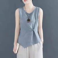 【HOT】♨ Women`s Cotton Chinese Asian Pullover Waistcoat Sleeveless Coat Outerwear