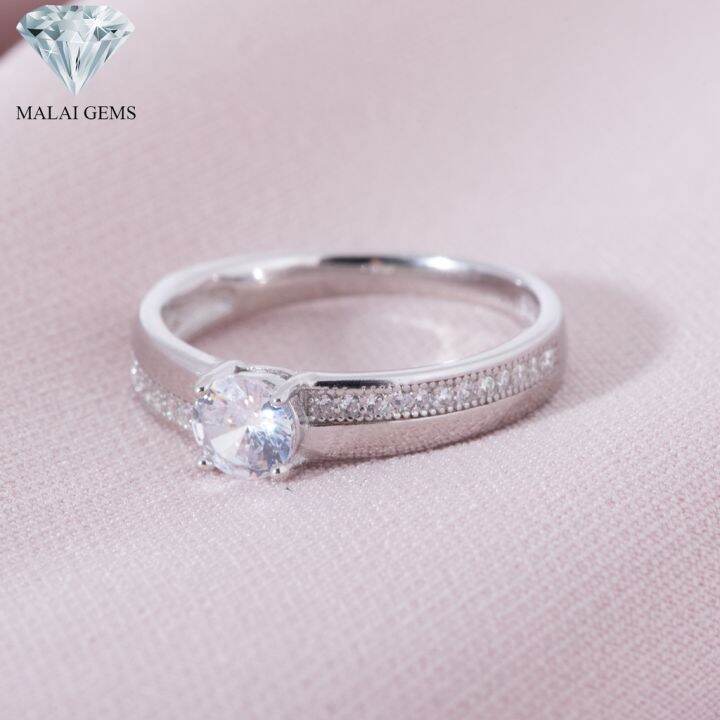 malai-gems-แหวนเพชร-เงินแท้-925-เคลือบทองคำขาว-ประดับเพชรสวิส-cz-รุ่น071-1ri50048-แถมกล่อง-แหวนเงินแท้-แหวนเงิน-แหวน