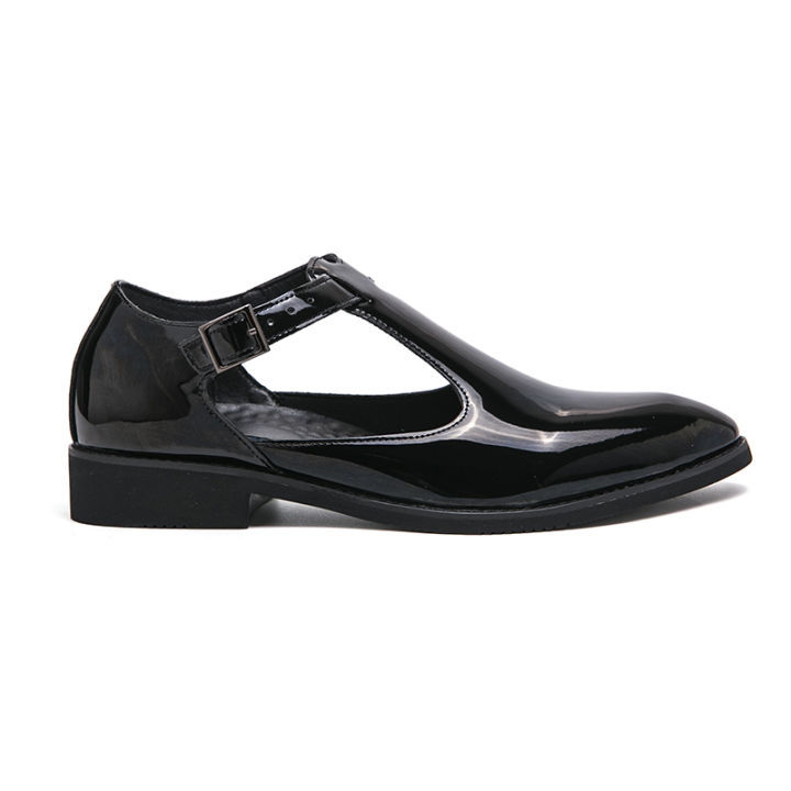 สายรัดรองเท้าชุดเดรสรัดรองเท้าแตะสำหรับผู้ชาย-รองเท้าทางการสำหรับผู้ชายหนังลำลองฤดูร้อนสีดำ