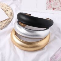 【YF】 Leather Sponge Padded Headband Hairband Bezel Turban Elegant Silver Girl Gold Black Hair Accessories Headwear Hoop